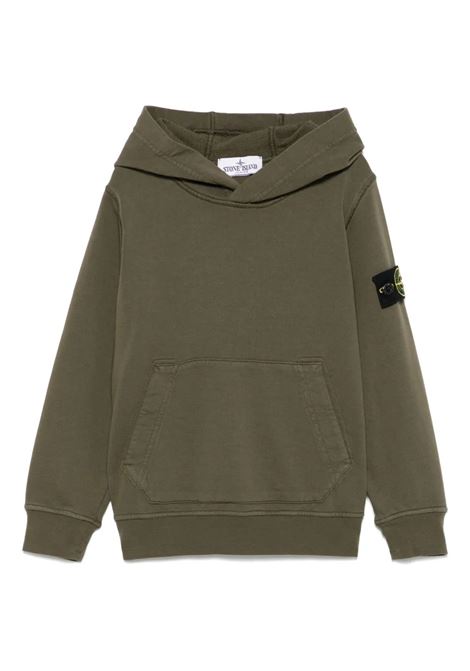 Felpa In Pile Di Cotone Biologico Verde Militare STONE ISLAND JUNIOR | K1S166100012-S0040V0054